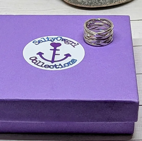 Vintage Sterling Silver Artisan Hammered Wrap Ring Stamped 925 Mexico - Picture 5 of 7